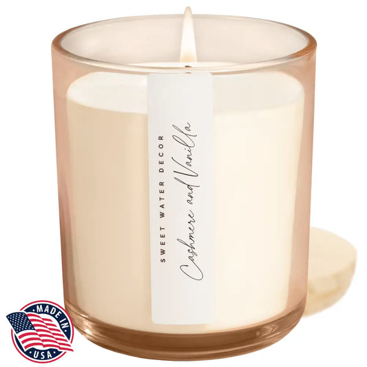 Cashmere and Vanilla Soy Candle - Tinted Glass Jar - 12 oz Candles
