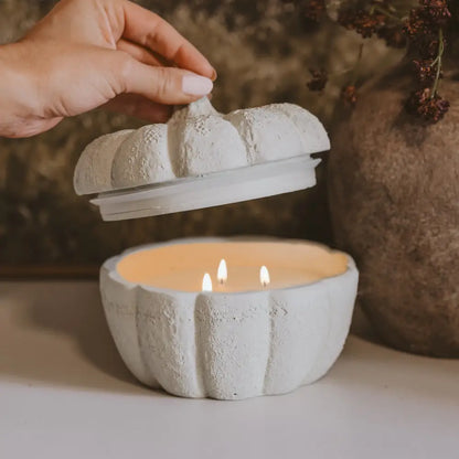 Cashmere and Vanilla Soy Candle - Cement Pumpkin Jar - 13.5 oz - Candles