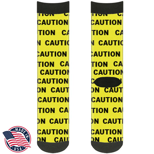 Sock Pair - Polyester - CAUTION Yellow Black - CREW Socks