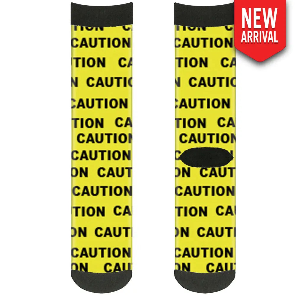 Sock Pair - Polyester - CAUTION Yellow Black - CREW Socks