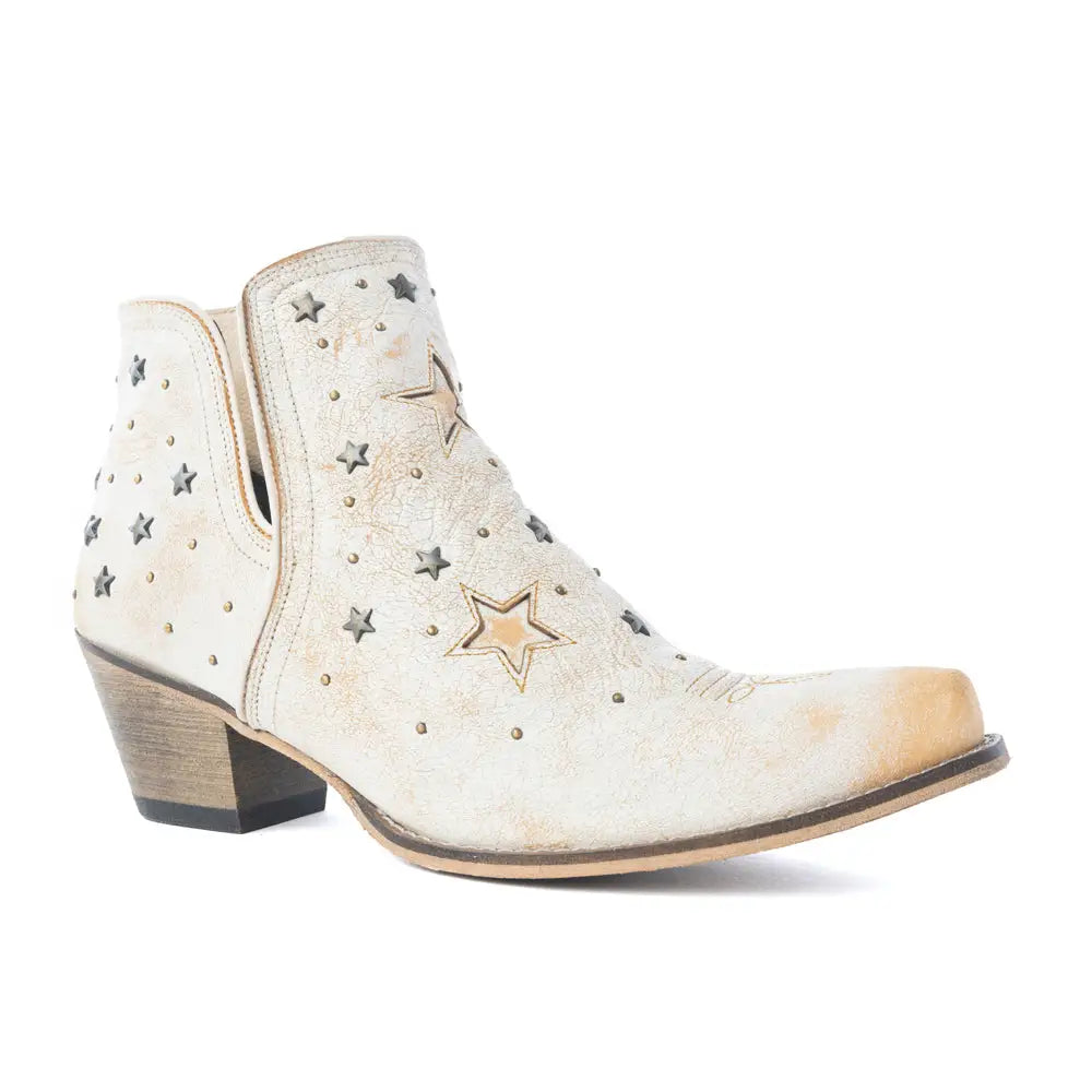 Celestial Stardust Western Booties in White - Shoes