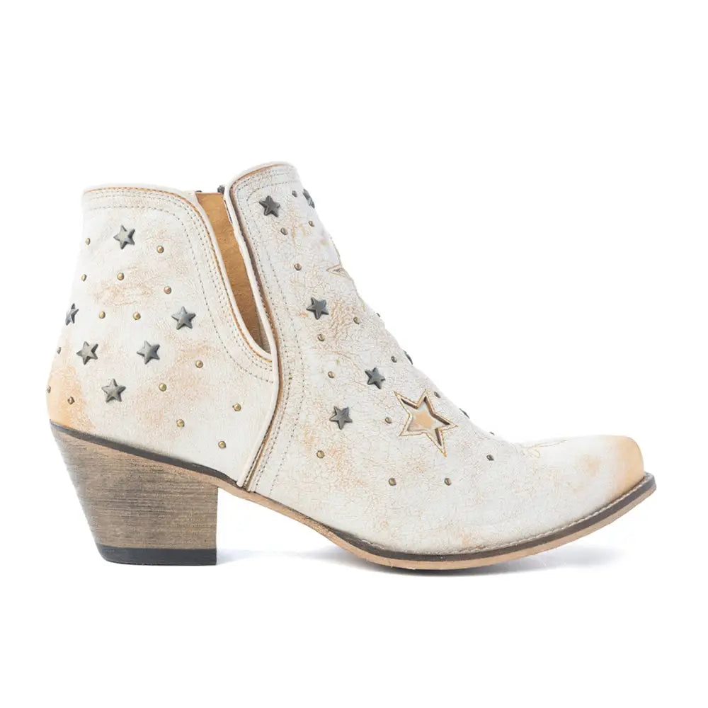 Celestial Stardust Western Booties in White - Shoes