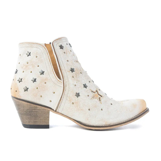 Celestial Stardust Western Booties in White - Shoes