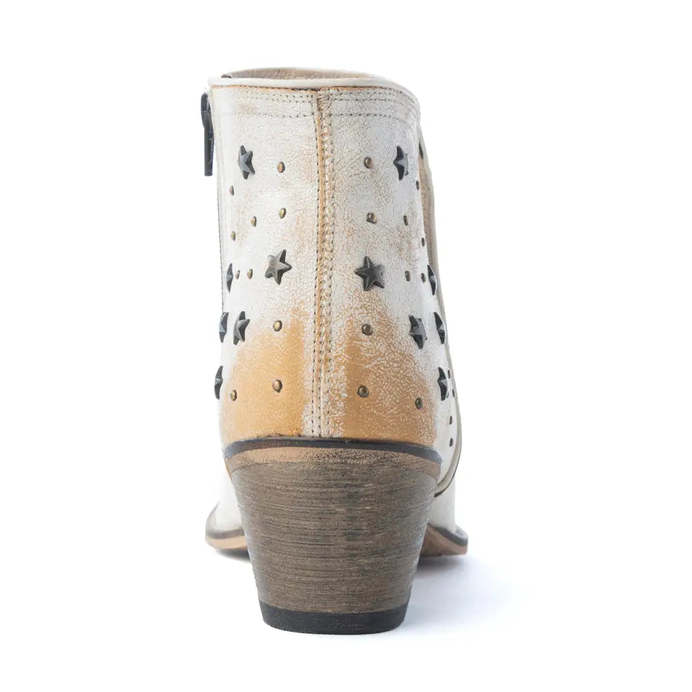 Celestial Stardust Western Booties in White - Shoes