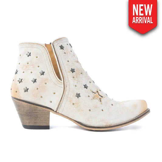 Celestial Stardust Western Booties in White - Shoes