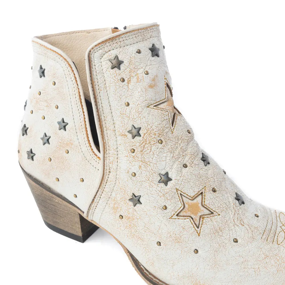 Celestial Stardust Western Booties in White - Shoes