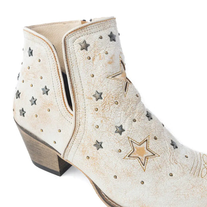 Celestial Stardust Western Booties in White - Shoes