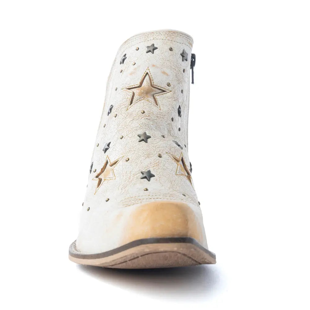 Celestial Stardust Western Booties in White - Shoes