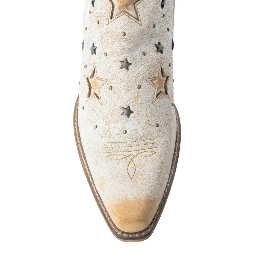 Celestial Stardust Western Booties in White - Shoes