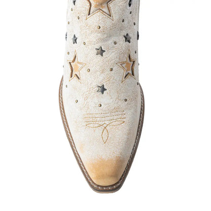 Celestial Stardust Western Booties in White - Shoes