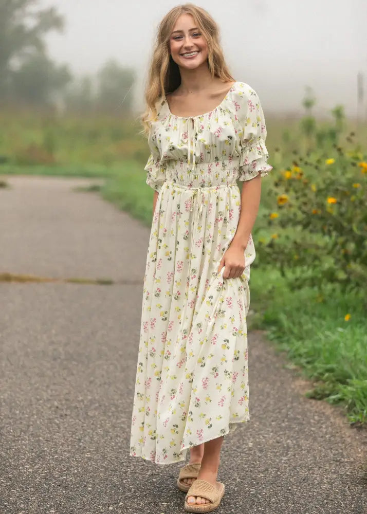 Celine Puff Sleeve Floral Maxi Dress IC Dresses