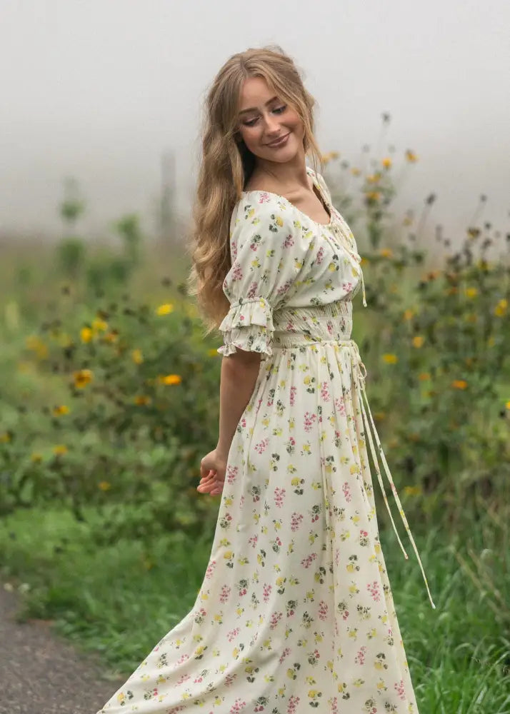 Celine Puff Sleeve Floral Maxi Dress IC Dresses