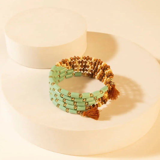 Myra Chaparral Sky Bead Bracelet in Blue Sage - Blue Sage - Jewelry