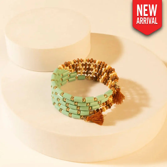 Myra Chaparral Sky Bead Bracelet in Blue Sage - Blue Sage - Jewelry