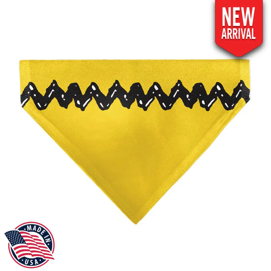 Pet Bandana - Peanuts Charlie Brown Zig Zag Stripe Yellow/Black Pet Bandanas