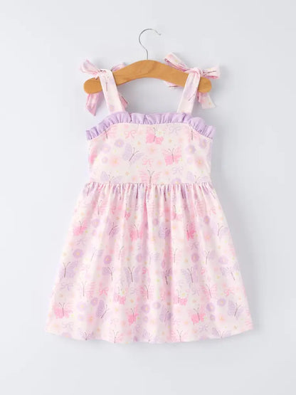 Butterfly Embroidery Smocking Bow Baby Girls Dress Dress