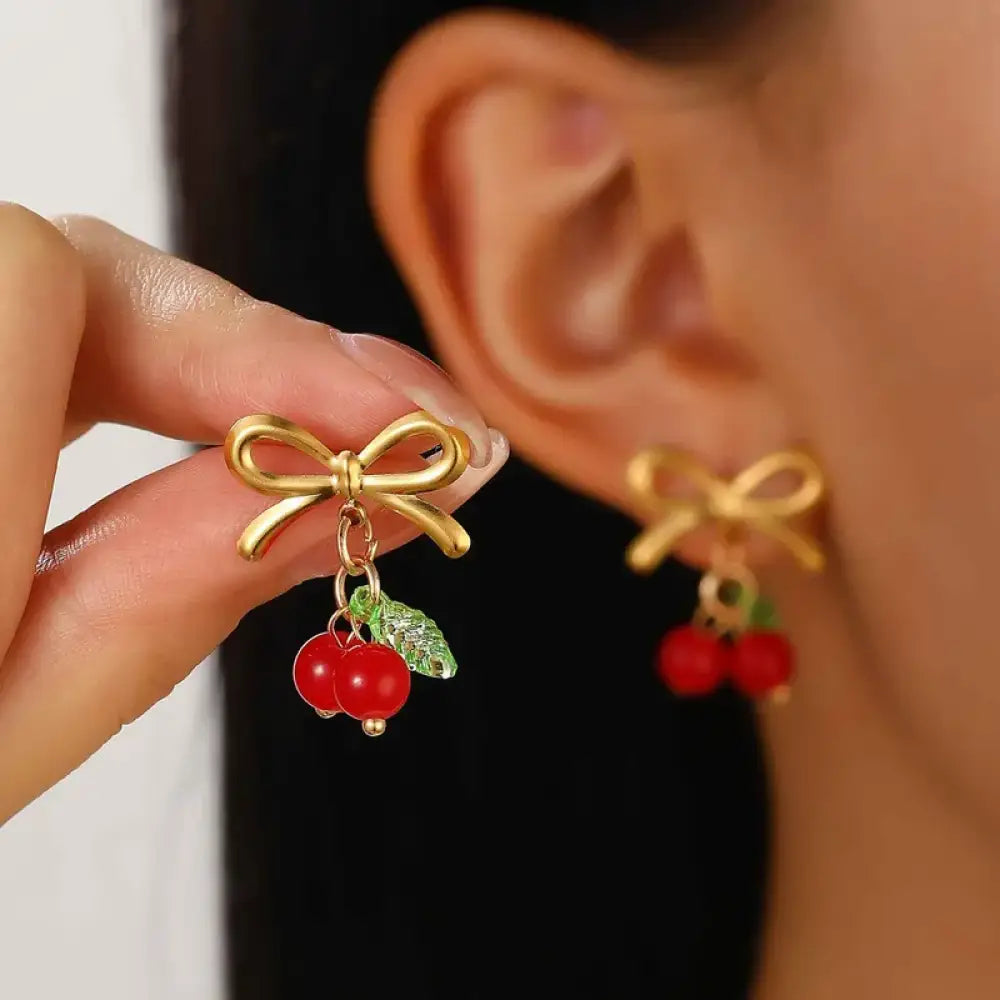 Cherry Blooms – Red Earrings