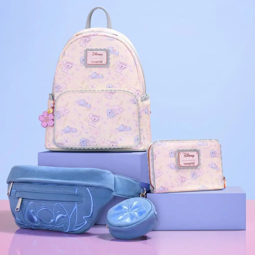 Loungefly Disney Stitch & Angel Cherry Blossom All-Over Print Mini Backpack Bags & Wallets
