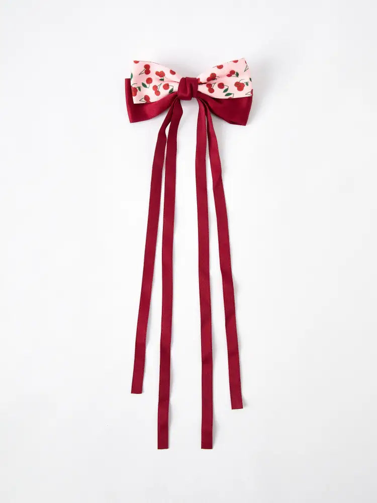 Cherry Bow Ribbon 4.5 Inch Hairpin - Red - Bows
