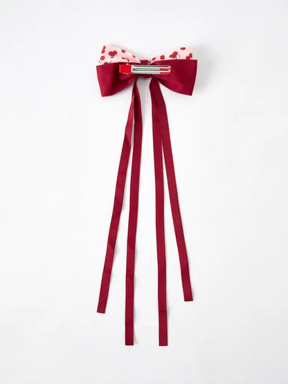 Cherry Bow Ribbon 4.5 Inch Hairpin - Red - Bows