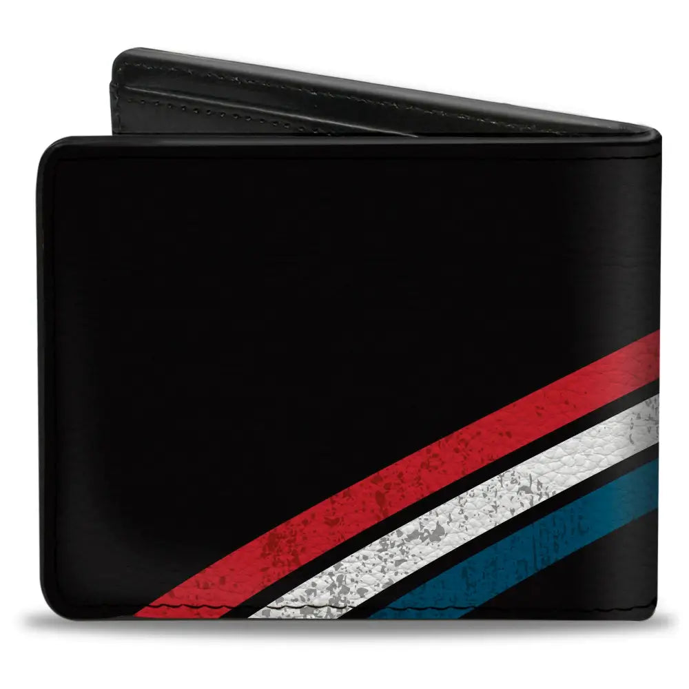 Bi-Fold Wallet - CHEVROLET Bowtie Logo and Americana Stripe Black/Red/White/Blue Bi-Fold Wallets