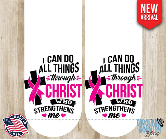 Christ Strengthens Me - Pink Socks