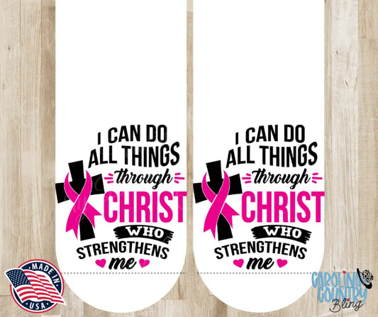 Christ Strengthens Me - Pink Socks