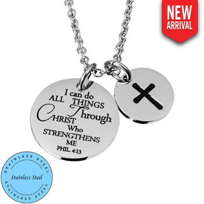 Christ Strengthens Me – Silver Necklace