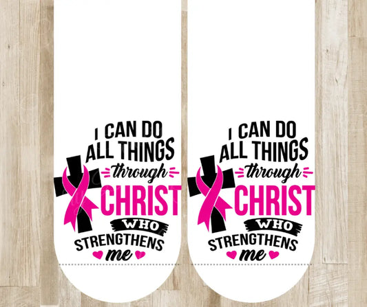 Christ Strengthens Me - Pink Socks