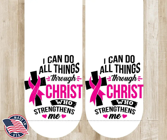 Christ Strengthens Me - Pink Socks