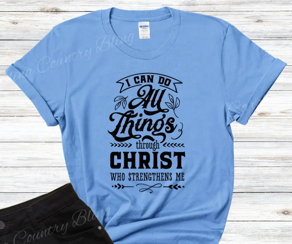 Christ Who Strengthens Me – Multi Small / Blue Shirt