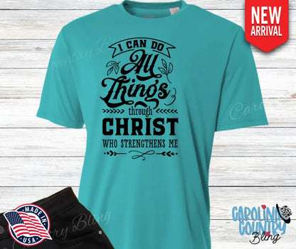 Christ Who Strengthens Me – Multi Small / Teal Shirt