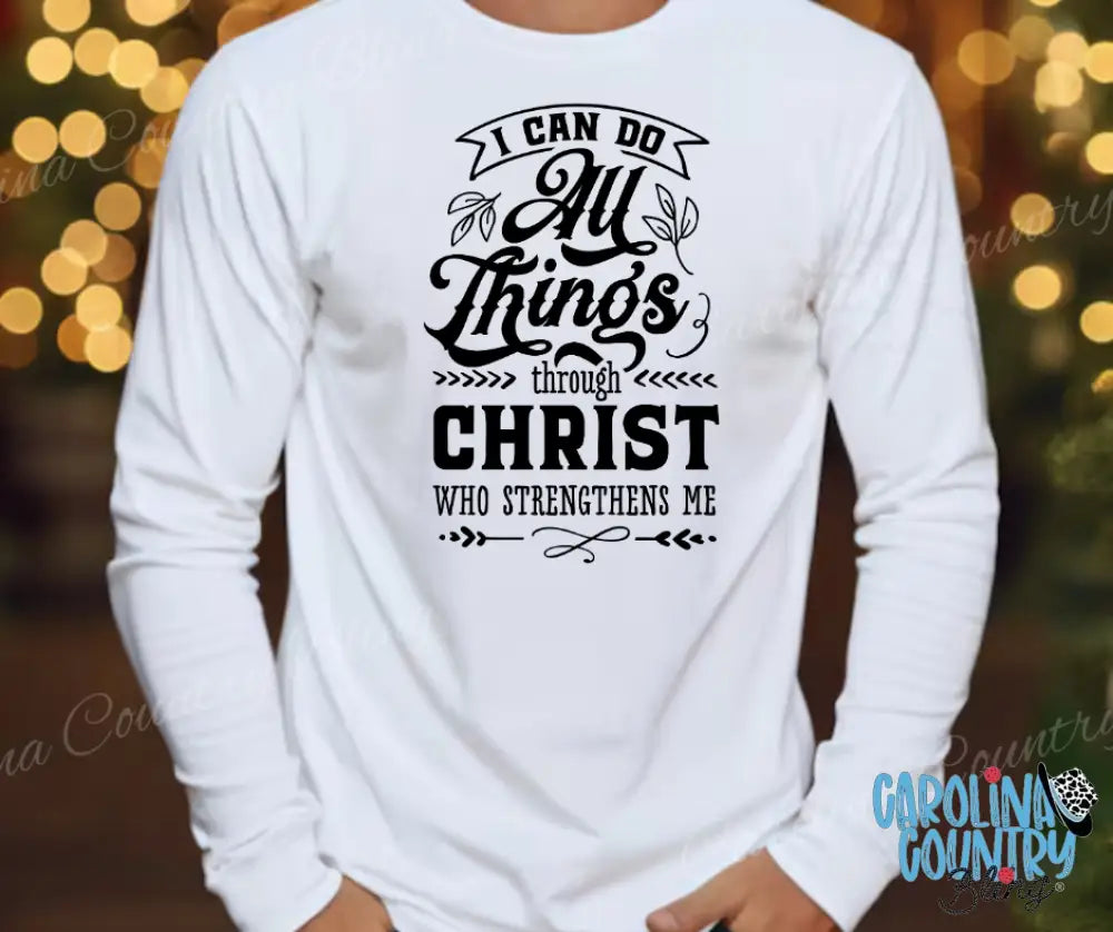 Christ Who Strengthens Me – Multi Small / White Long Sleeve Shirt