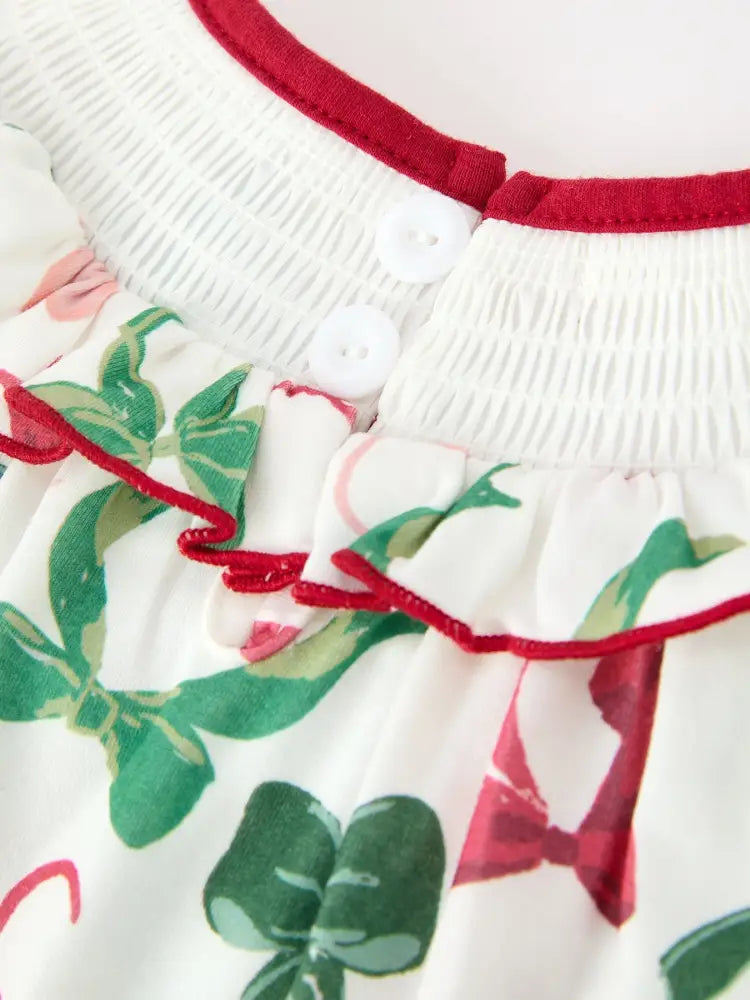 Christmas Baby Girls Holly Jolly Smocked Bubble Romper - Romper