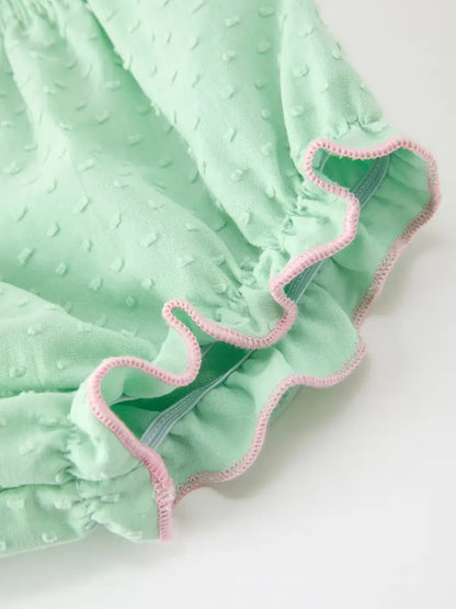 Christmas Mint Green Smocked Santa Baby Girl Bloomer Set - Romper