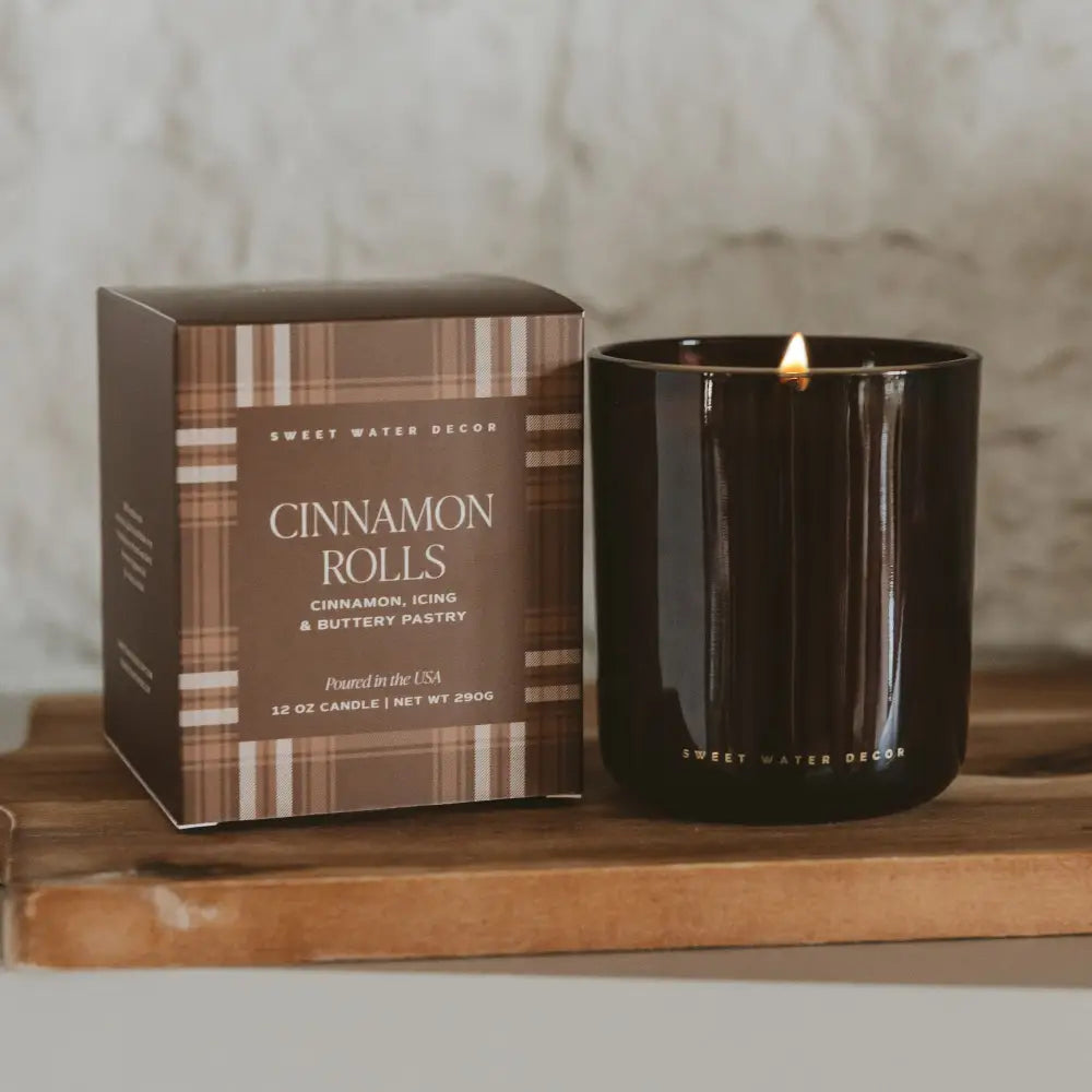 Cinnamon Rolls Soy Candle - Boxed Amber Tinted Glass Jar - 12 oz - Candles