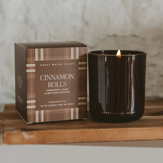 Cinnamon Rolls Soy Candle - Boxed Amber Tinted Glass Jar - 12 oz - Candles