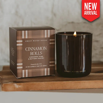 Cinnamon Rolls Soy Candle - Boxed Amber Tinted Glass Jar - 12 oz - Candles