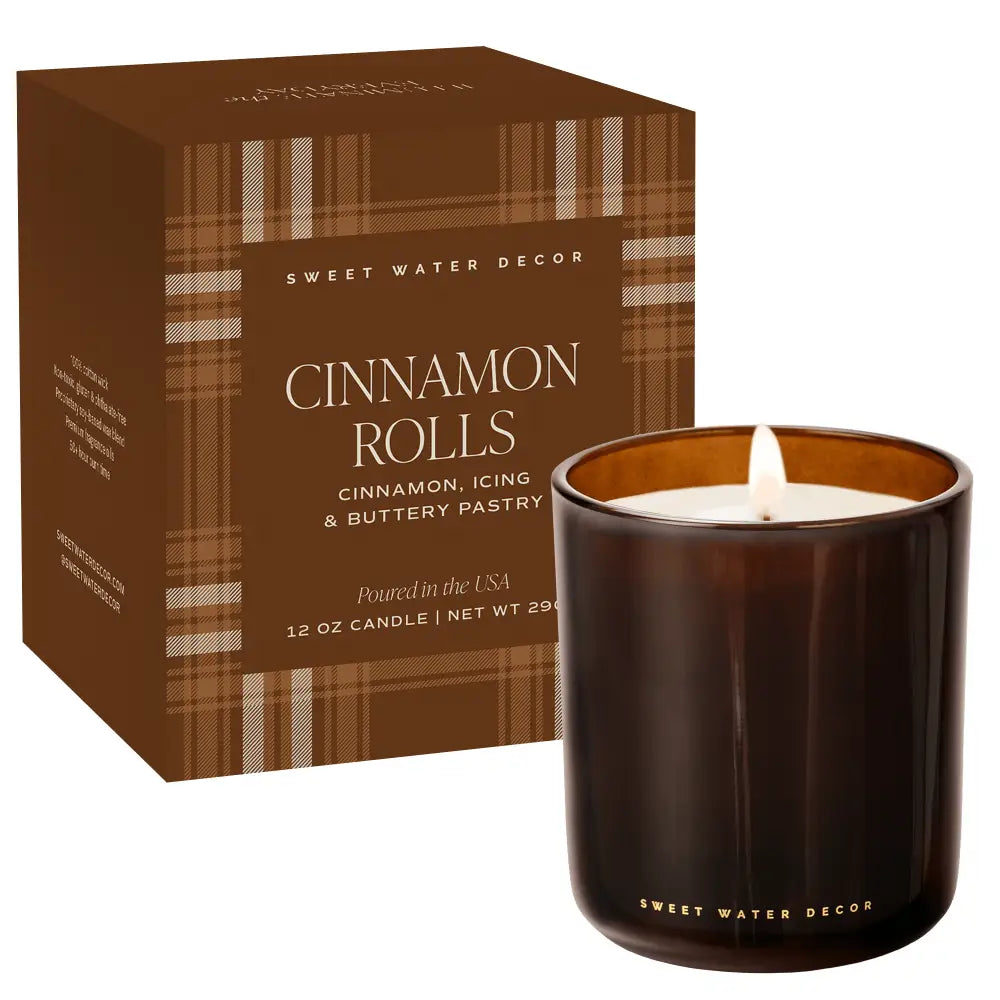 Cinnamon Rolls Soy Candle - Boxed Amber Tinted Glass Jar - 12 oz - Candles