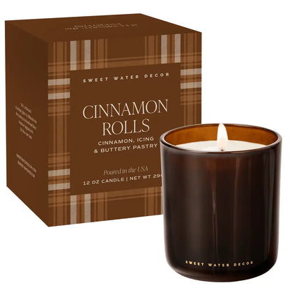 Cinnamon Rolls Soy Candle - Boxed Amber Tinted Glass Jar - 12 oz - Candles