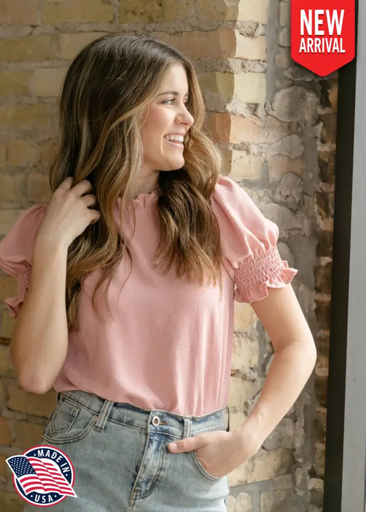 Clara Ruffle Mockneck Short Sleeve Top - FINAL SALE - IC Tops