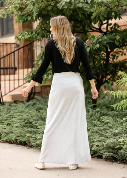 Clarise Heather Gray Premium Knit Maxi Skirt - IC Skirts