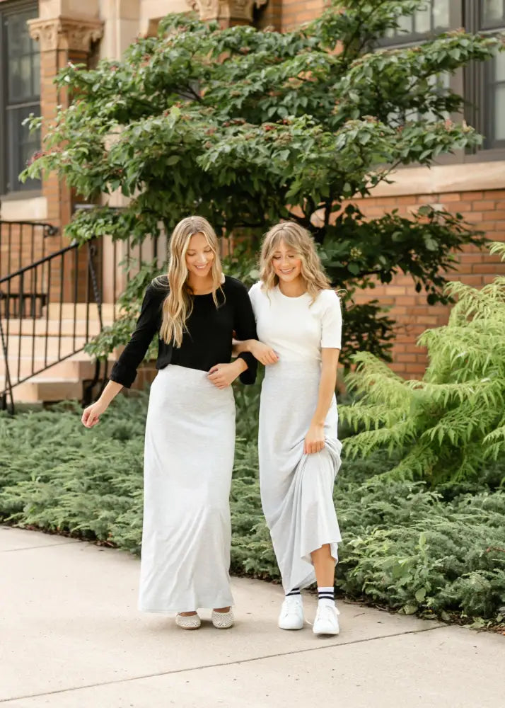 Clarise Heather Gray Premium Knit Maxi Skirt - IC Skirts