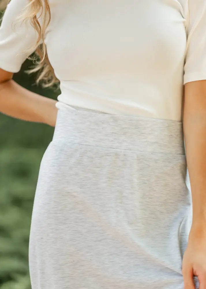 Clarise Heather Gray Premium Knit Maxi Skirt - IC Skirts