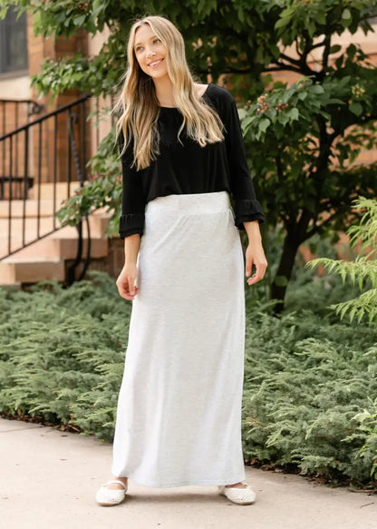 Clarise Heather Gray Premium Knit Maxi Skirt - XS - IC Skirts