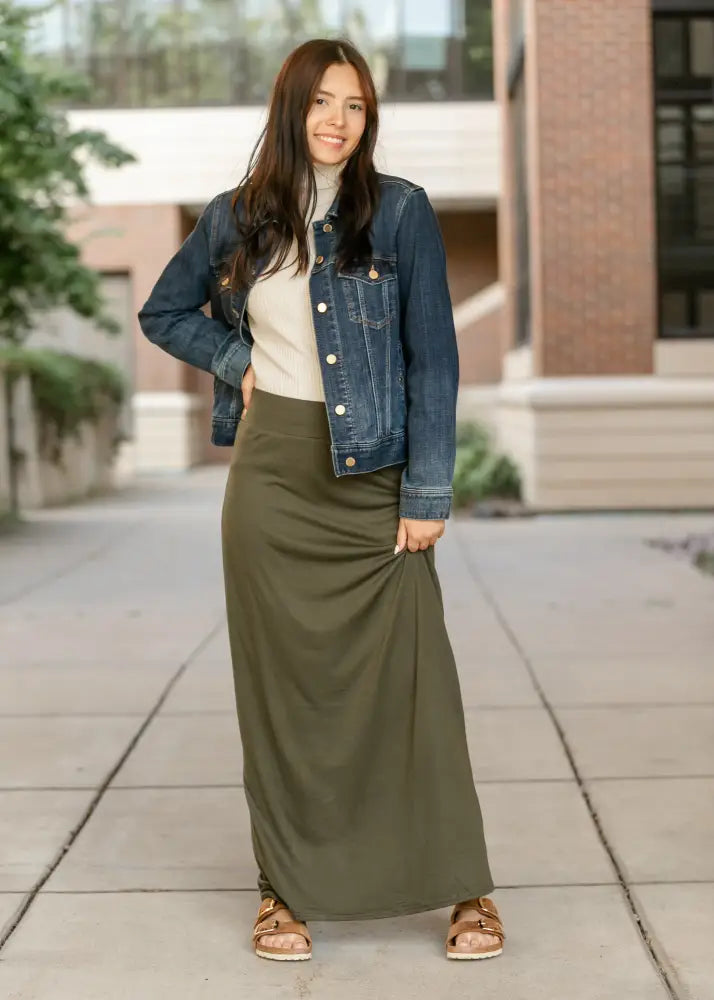 Clarise Olive Premium Knit Maxi Skirt - XS - IC Skirts