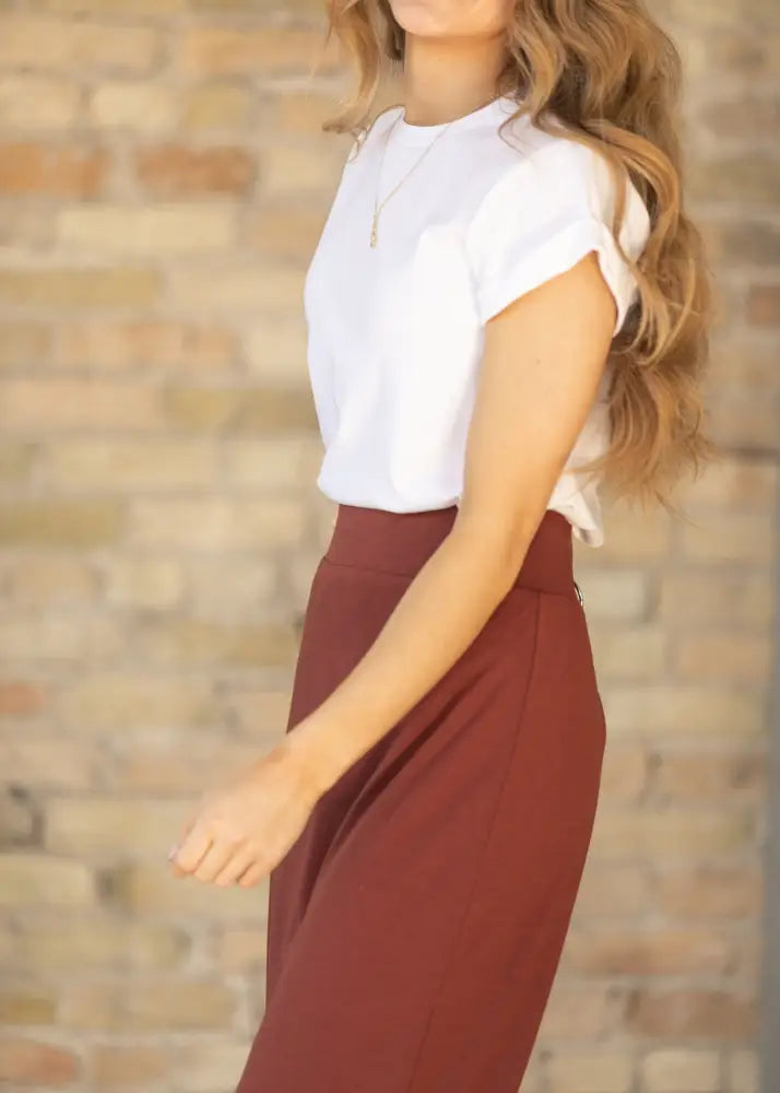 Clarise Rust Premium Knit Maxi Skirt - IC Skirts