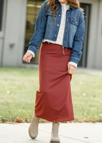 Clarise Rust Premium Knit Maxi Skirt - IC Skirts
