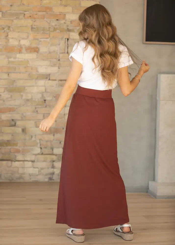 Clarise Rust Premium Knit Maxi Skirt - IC Skirts