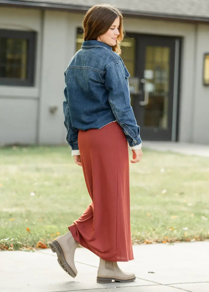 Clarise Rust Premium Knit Maxi Skirt - IC Skirts